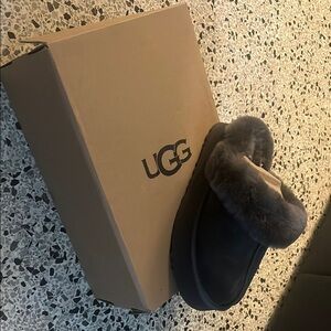 UGG Charcoal Slippers with Plush Fur